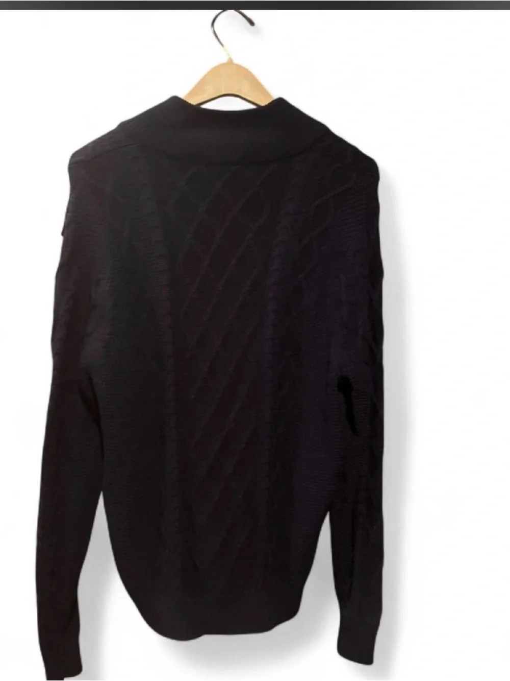 crown & ivy Black Cable-Knit Quarter-Zip Sweater